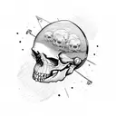 Skull Astronaut Space Planets Stars flowers Triangle frame tattoo design idea