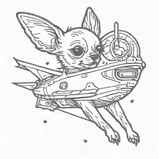 chihuahua flying spaceship tattoo design idea