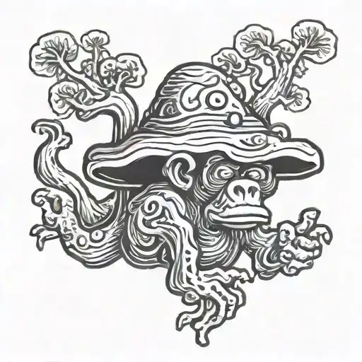 mushroom stoned ape tattoo design idea
