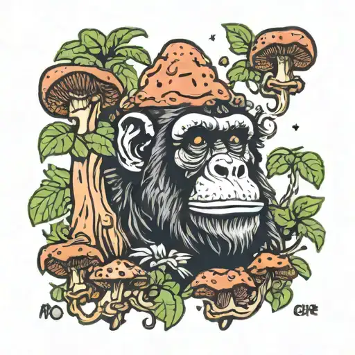 mushroom stoned ape tattoo design idea