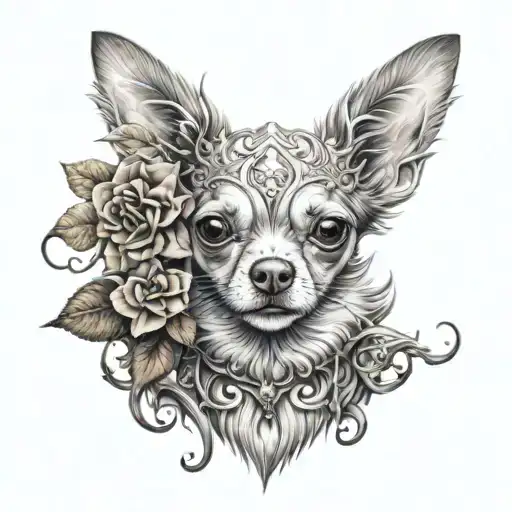 chihuahua white witch tattoo design idea