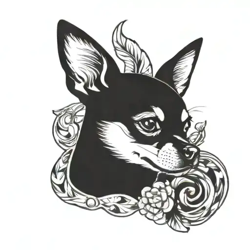 A powerful feminist symbol incorporating a chihuahua in a unique way tattoo design idea
