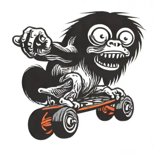 mushroom stoned ape skateboard tattoo design idea
