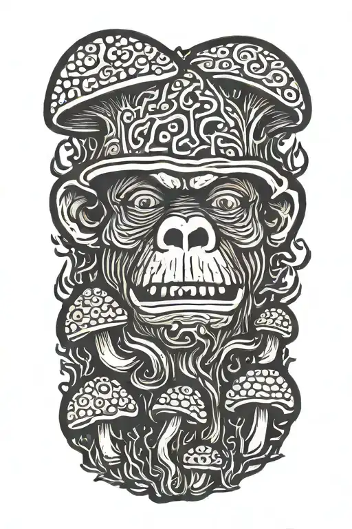 mushroom stoned ape tattoo design idea