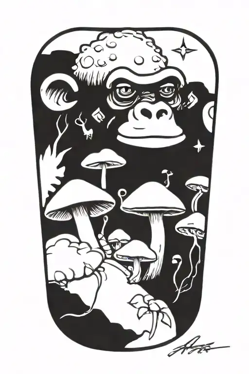 mushroom stoned ape tattoo design idea
