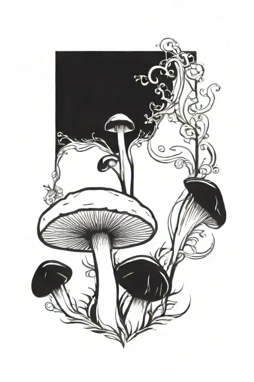 simple mushroom growing tattoo design idea