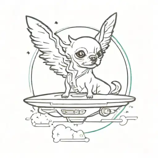 chihuahua flying spaceship tattoo design idea