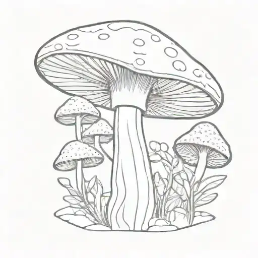 magic mushroom tattoo design idea