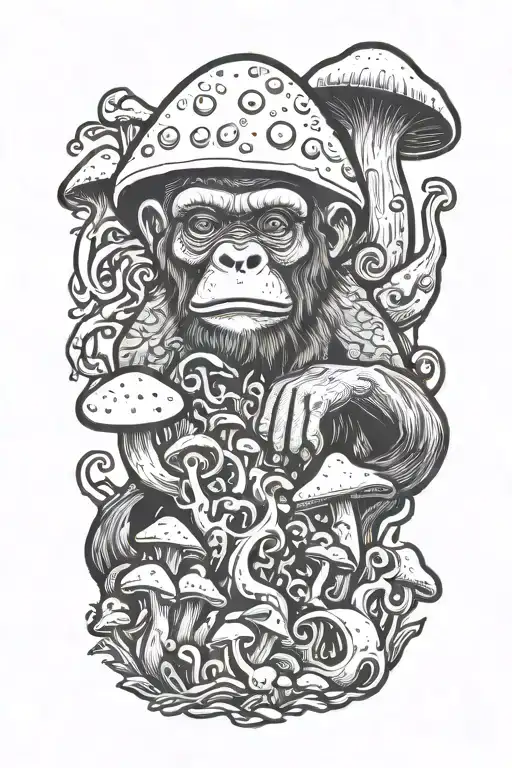 mushroom stoned ape tattoo design idea