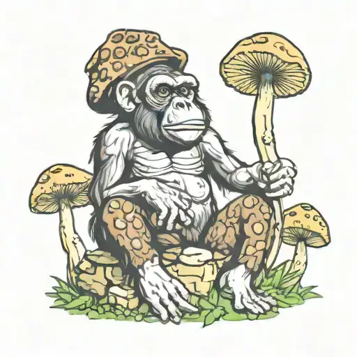mushroom stoned ape tattoo design idea