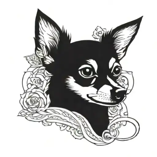 A powerful feminist symbol incorporating a chihuahua in a unique way tattoo design idea