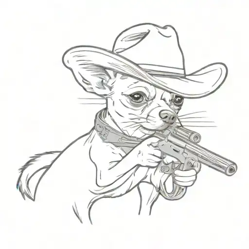 chihuahua cowboy  shooting a gun tattoo design idea