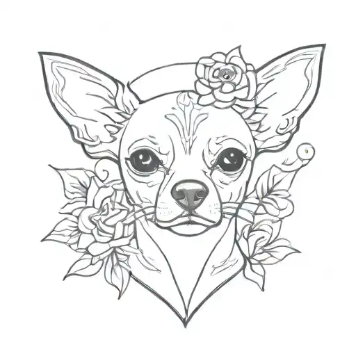 A powerful feminist symbol incorporating a chihuahua in a unique way tattoo design idea