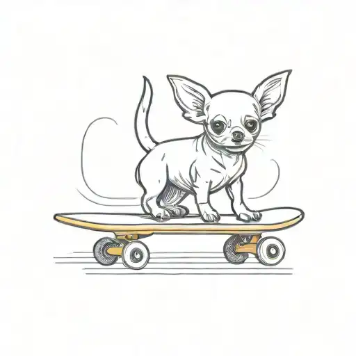 chihuahua skateboarding tattoo design idea