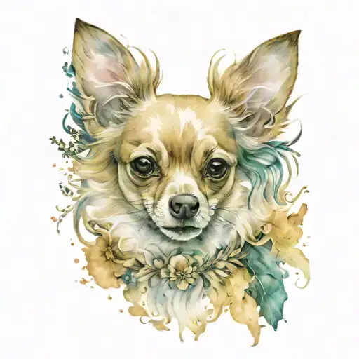 chihuahua white witch tattoo design idea