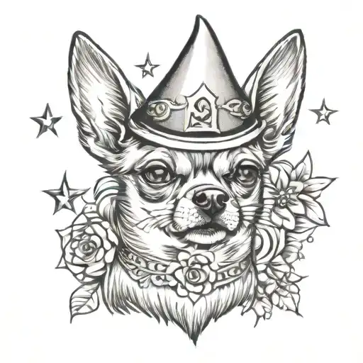 chihuahua white witch tattoo design idea