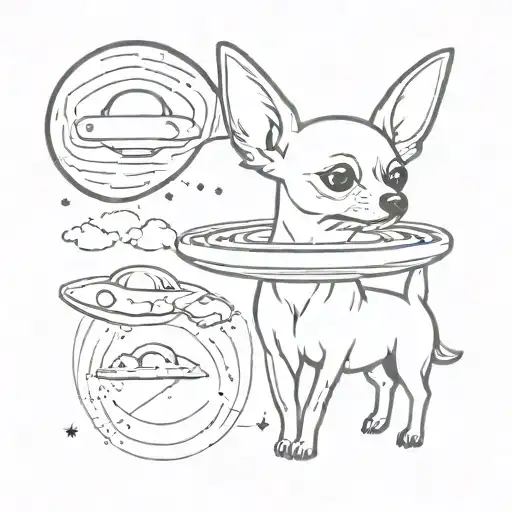 ufo and chihuahua dog tattoo design idea
