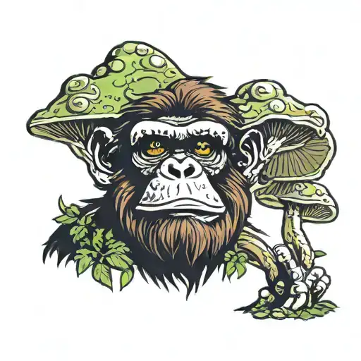 mushroom stoned ape tattoo design idea