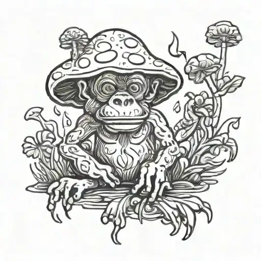 mushroom stoned ape tattoo design idea