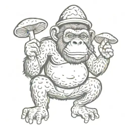 mushroom stoned ape tattoo design idea
