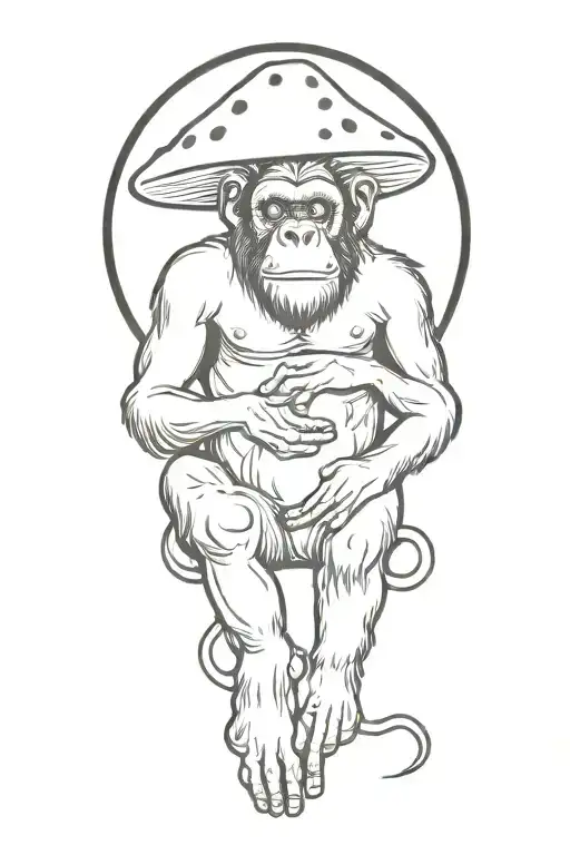 mushroom stoned ape tattoo design idea