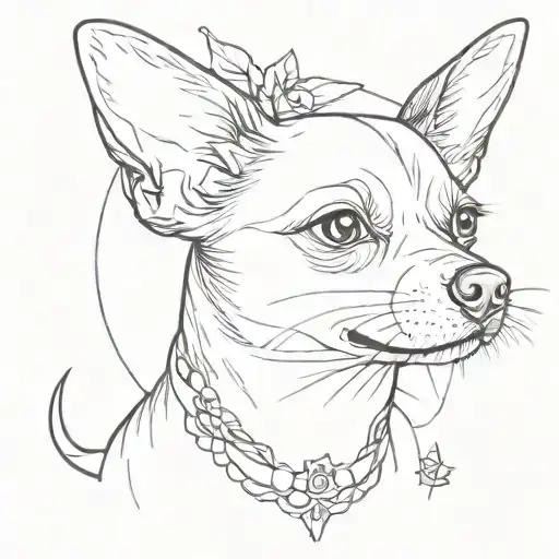 A powerful feminist symbol incorporating a chihuahua in a unique way tattoo design idea