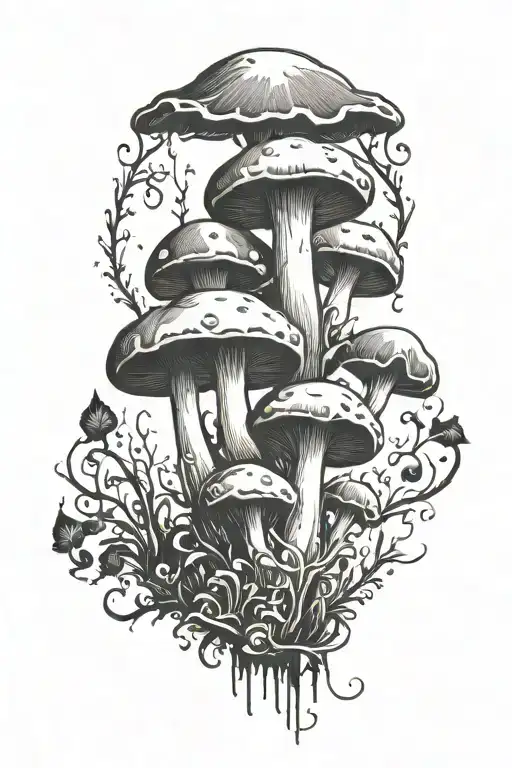simple mushroom growing tattoo design idea