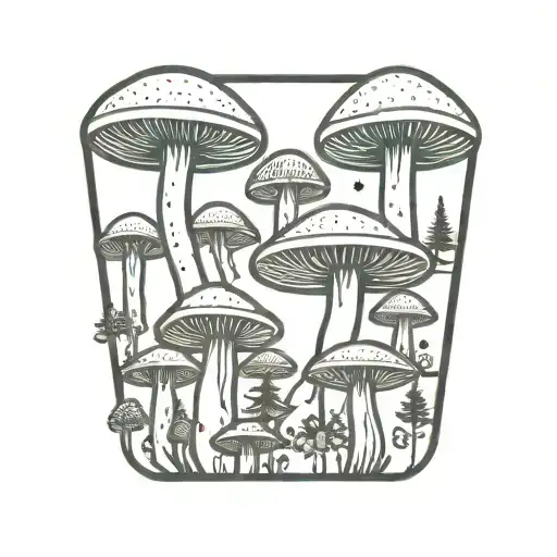 mushroom ufo forest  tattoo design idea