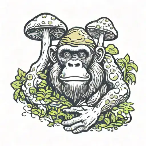 mushroom stoned ape tattoo design idea