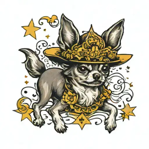 chihuahua white witch tattoo design idea