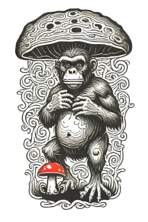 mushroom stoned ape tattoo design idea