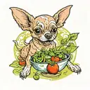 chihuahua eating vegetables tattoo design idea