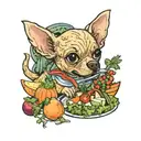 chihuahua eating vegetables tattoo design idea