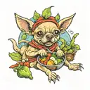 chihuahua eating vegetables tattoo design idea