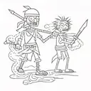 drunk warrior  tattoo design idea