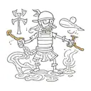 drunk warrior  tattoo design idea