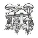 mushroom ufo forest  tattoo design idea