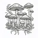 mushroom ufo forest  tattoo design idea