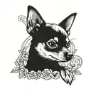 A powerful feminist symbol incorporating a chihuahua in a unique way tattoo design idea