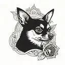 A powerful feminist symbol incorporating a chihuahua in a unique way tattoo design idea