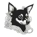 A powerful feminist symbol incorporating a chihuahua in a unique way tattoo design idea