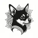 A powerful feminist symbol incorporating a chihuahua in a unique way tattoo design idea