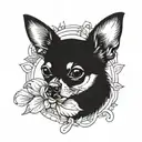 A powerful feminist symbol incorporating a chihuahua in a unique way tattoo design idea