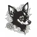 A powerful feminist symbol incorporating a chihuahua in a unique way tattoo design idea