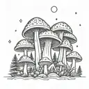 mushroom ufo forest  tattoo design idea
