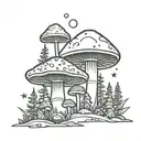 mushroom ufo forest  tattoo design idea
