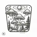 mushroom ufo forest  tattoo design idea