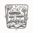 mushroom ufo forest  tattoo design idea