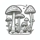 mushroom ufo forest  tattoo design idea