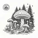 mushroom ufo forest  tattoo design idea